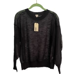 UNIQ Women's Black Sheer Long Sleeve Sweater Style SW-70617 Size M/L NWT